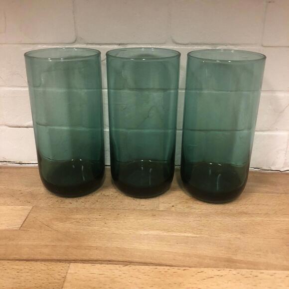 3 Metropolitan Libbey Juniper Emerald Green 18oz Water Tea 4 Glass Tumblers Vtg - Picture 1 of 6